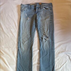 Anthropologie Light Blue Distressed Straight-Leg Jeans